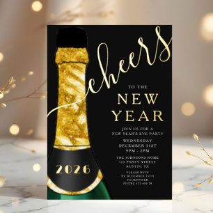 Elegant Champagne New Year's Eve Party Foil Invitation