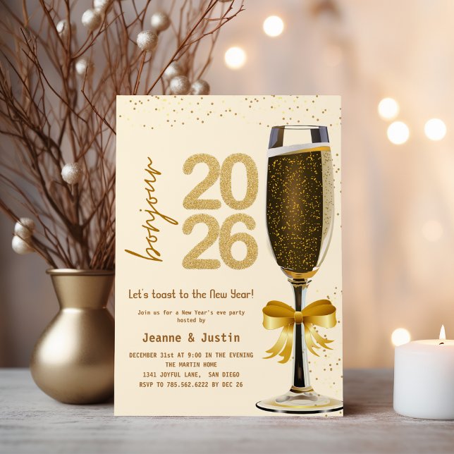 Elegant Champagne New Year's Eve Party Invitation (Creator Uploaded)