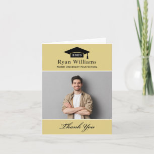 Elegant Champagne Personalized Graduation Photo Thank You Card
