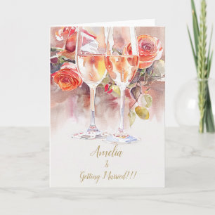 Elegant Champagne & Rose Engagement Announcement