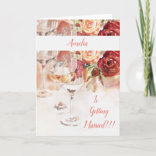 Elegant Champagne & Rose Engagement Announcement