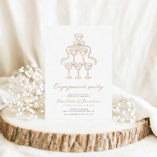 Elegant Champagne Scribble Engagement Party Invitation
