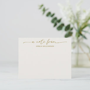 Elegant Champagne Script Calligraphy Personalized Note Card