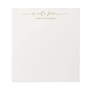 Elegant Champagne Script Calligraphy Personalized Notepad