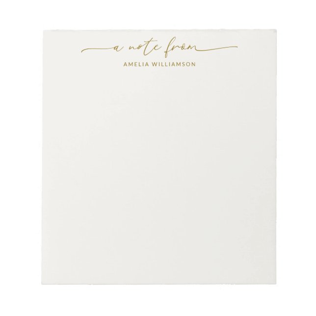 Elegant Champagne Script Calligraphy Personalized Notepad (Front)