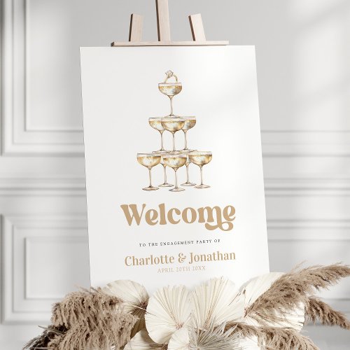 Elegant Champagne Stylish Retro Engagement Welcome Foam Board