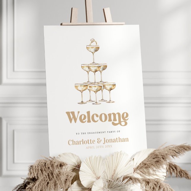 Elegant Champagne Stylish Retro Engagement Welcome Foam Board (Creator Uploaded)