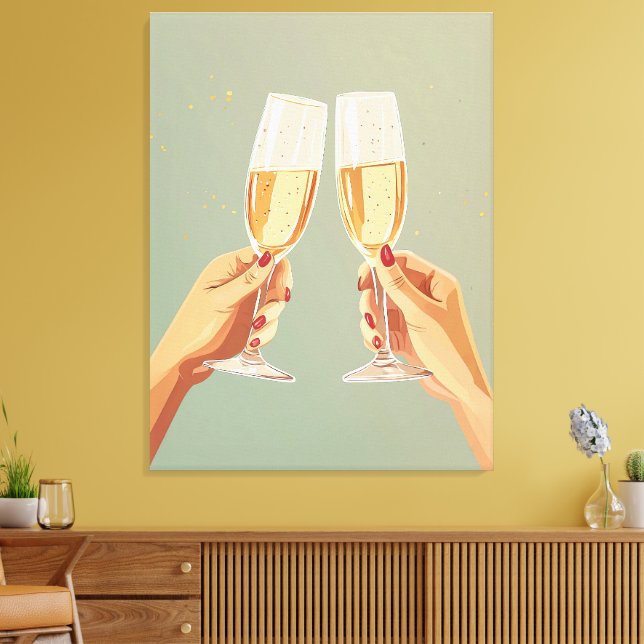 Elegant Champagne Toast Celebration Canvas Print (Insitu(LivingRoom))
