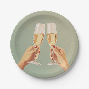 Elegant Champagne Toast Celebration Paper Plates