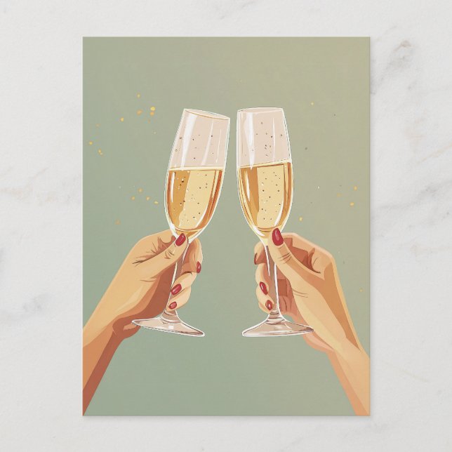 Elegant Champagne Toast Celebration Postcard (Front)