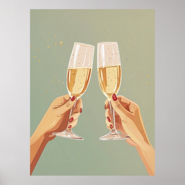 Elegant Champagne Toast Celebration Poster (Front)