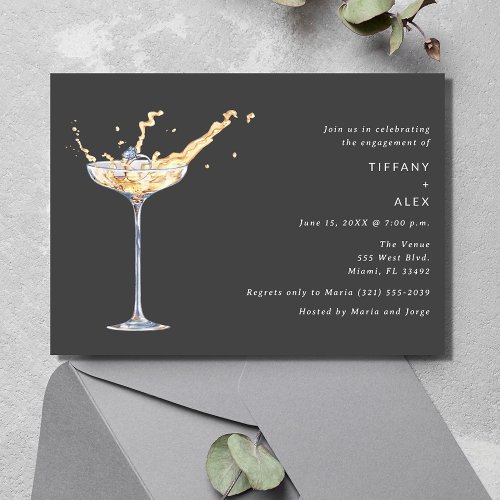 Elegant Champagne Toast Photo Engagement Party  Invitation