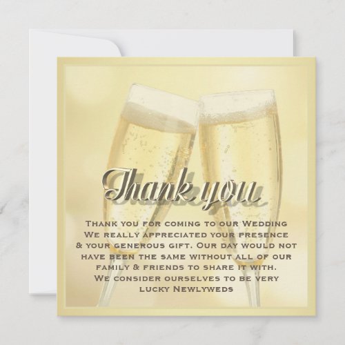 Elegant Champagne Toast Photo Wedding Thank You Note Card