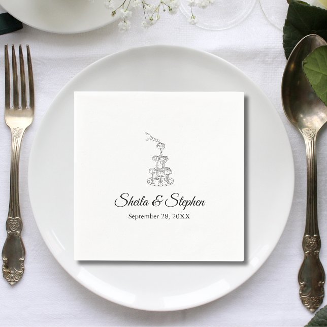 Elegant Champagne Tower Custom Wedding Cocktail Napkins (Creator Uploaded)
