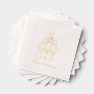 Elegant Champagne Tower Gold Foil Wedding Napkins