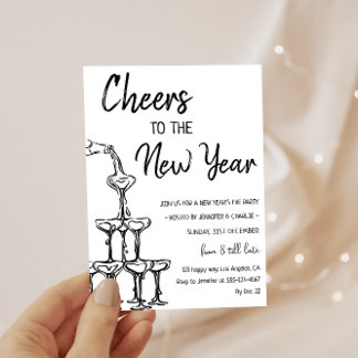 Elegant Champagne Tower New Year’s Eve Party       Invitation