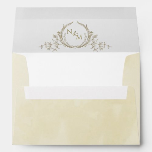 Elegant Champagne Watercolor Monogram Wedding Envelope