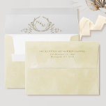 Elegant Champagne Watercolor Monogram Wedding Envelope<br><div class="desc">Elegant champagne cream watercolor wedding envelope with beautiful hand drawn botanical monogram inside with couples initials. Watercolor wash in a variety of champagne, cream, ivory and antique golden hues. Design with option to add or erase name(s) and address on top back flap. NOTES: 1)the default size A7 fits our 5"...</div>