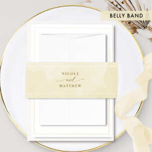 Elegant Champagne Watercolor, Wedding Invitation B Belly Band