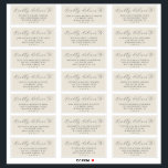 Elegant Champagne Wedding Guest Address Labels<br><div class="desc">These elegant champagne wedding guest address labels are perfect for a simple wedding. The minimalist light beige and gray design features fancy romantic typography with modern glam style. Customizable in any color. Keep the design minimal and classy, as is, or personalize it by adding your own graphics and artwork. Customize...</div>
