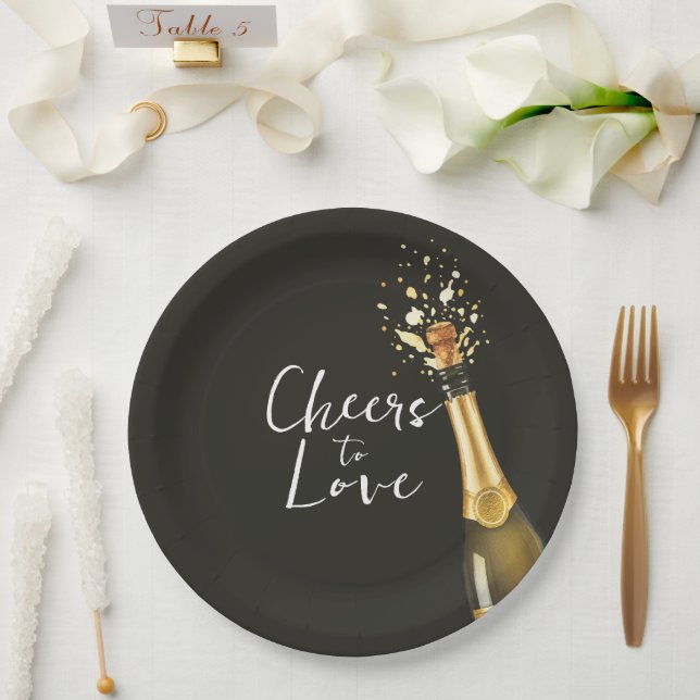 Elegant Champagne Wedding Paper Plates (Wedding)