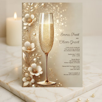 Elegant Champagne Wedding Shower with Gold Accents Invitation