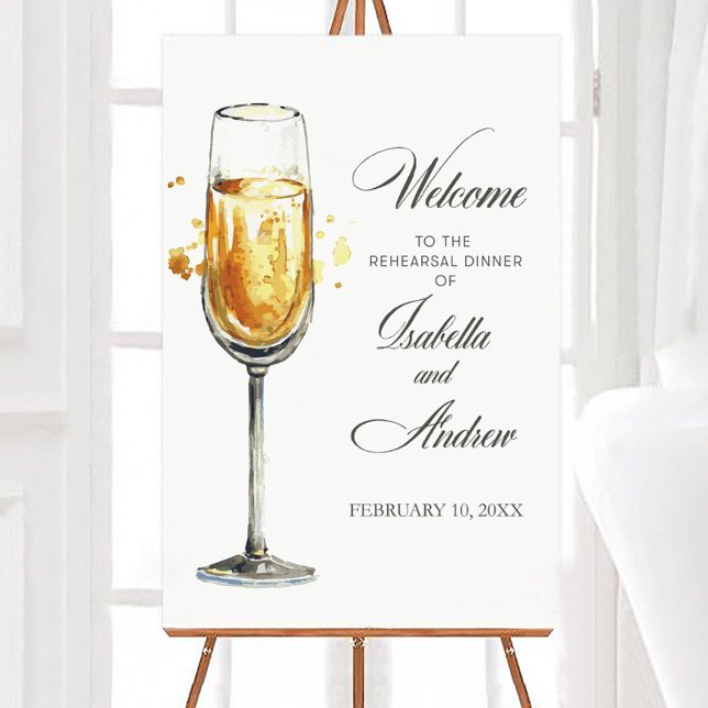 Elegant Champagne Welcome Sign for Rehearsal Dinne (Creator Uploaded)