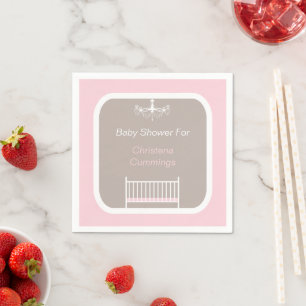 Elegant Chandelier Baby Shower Pink Napkins