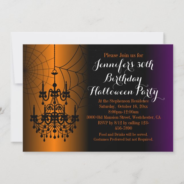 Elegant Chandelier Birthday Halloween Party Invitation (Front)