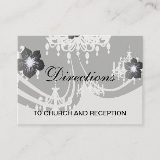 elegant chandelier black white damask enclosure card