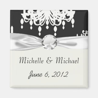 elegant chandelier black white damask magnet