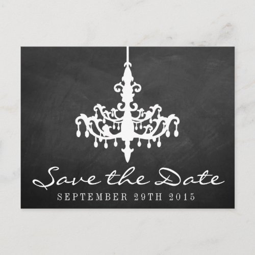 Elegant Chandelier Chalkboard Wedding Collection Announcement Postcard