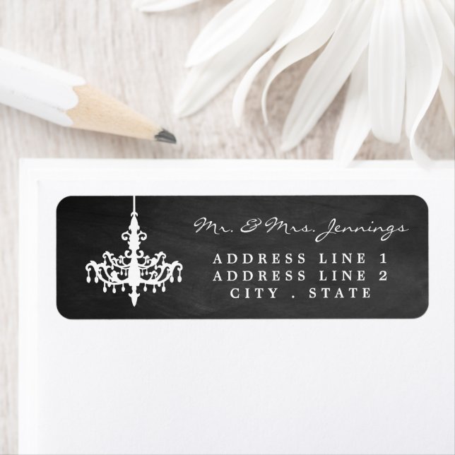 Elegant Chandelier Chalkboard Wedding Collection Label (Insitu)