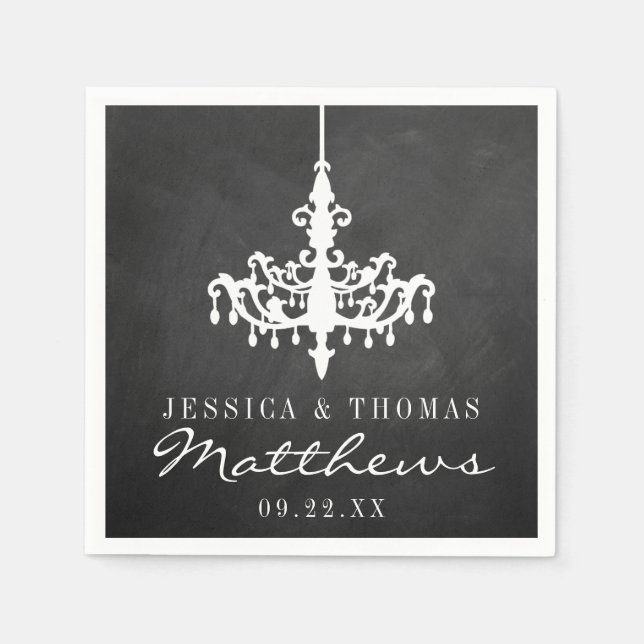 Elegant Chandelier Chalkboard Wedding Collection Napkins (Front)