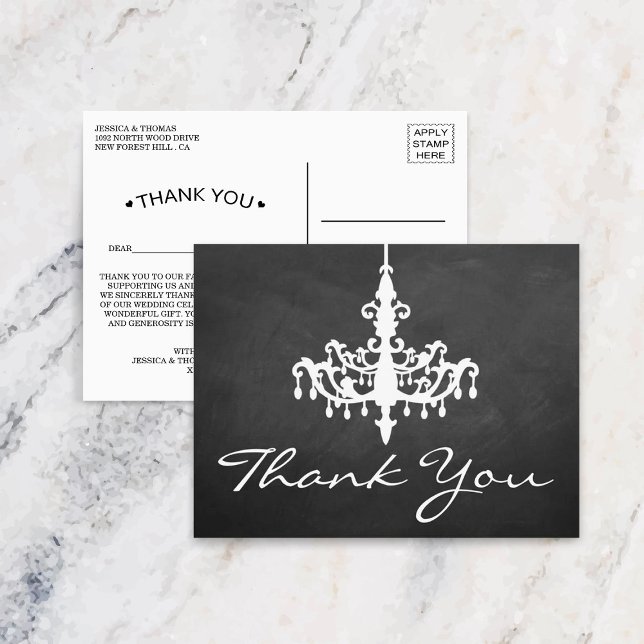 Elegant Chandelier Chalkboard Wedding Collection Postcard (Creator Uploaded)
