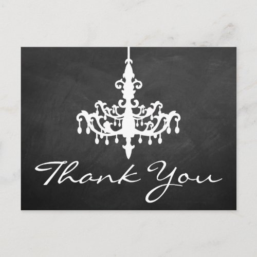 Elegant Chandelier Chalkboard Wedding Collection Postcard