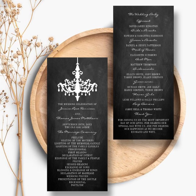 Elegant Chandelier Chalkboard Wedding Collection Program (Creator Uploaded)