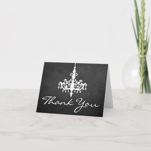 Elegant Chandelier Chalkboard Wedding Collection Thank You Card