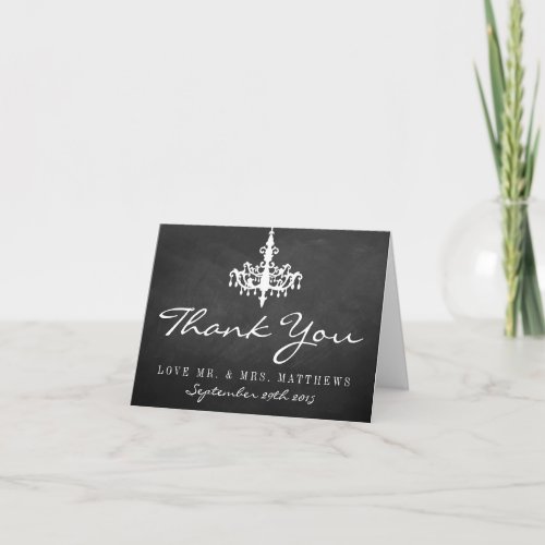 Elegant Chandelier Chalkboard Wedding Collection Thank You Card