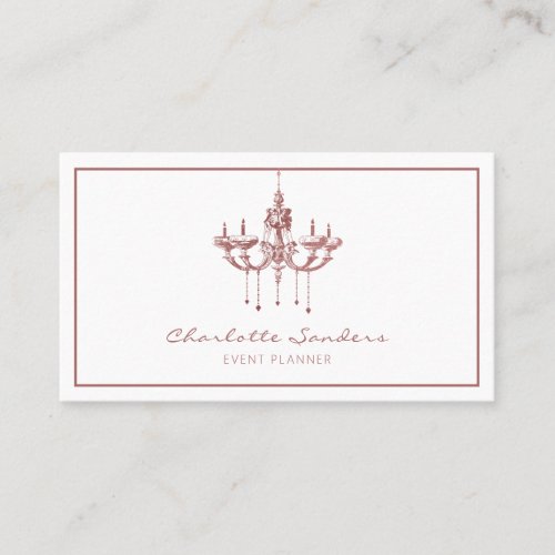 Elegant chandelier dusty pink business card