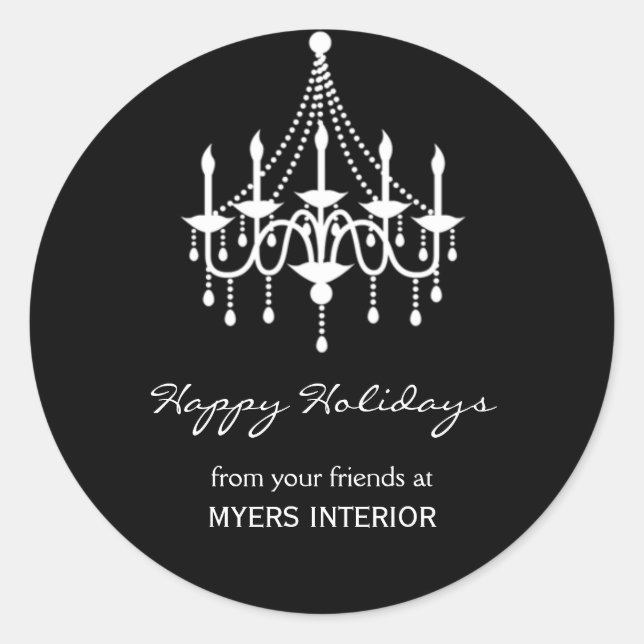 Elegant Chandelier Favor Sticker - Black (Front)