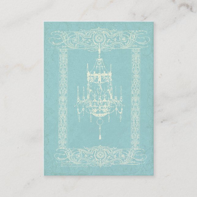 Elegant Chandelier & Filigree Custom Business Card (Front)