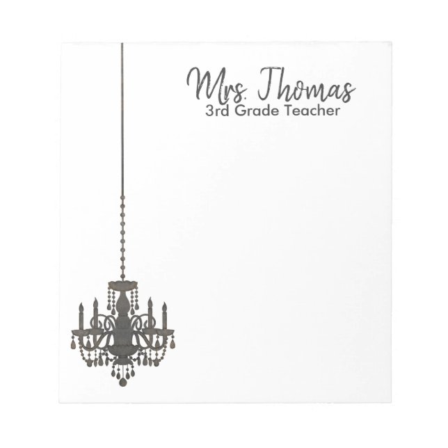 Elegant Chandelier Notepad (Black) (Front)