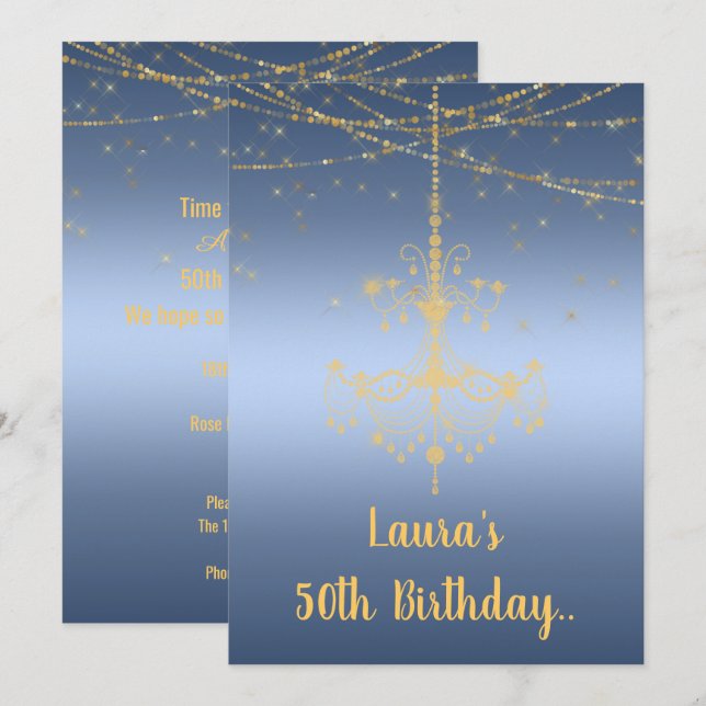ELEGANT CHANDELIER online custom BIRTHDAY Invitation (Front/Back)