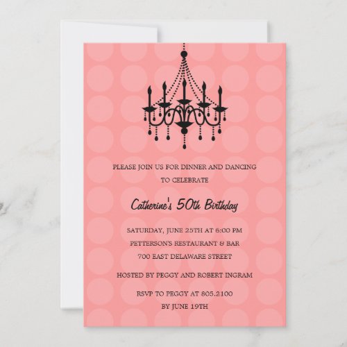 Elegant Chandelier Party Invitation - Pink