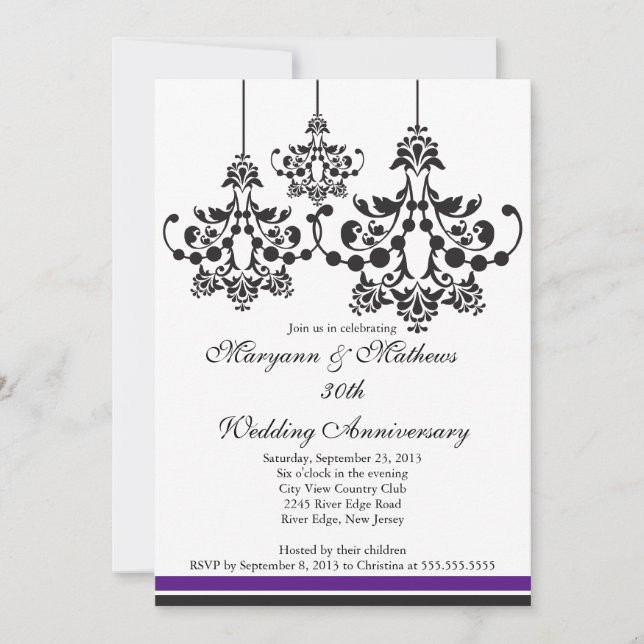 Elegant Chandelier Wedding AnniversaryInvitation Invitation (Front)