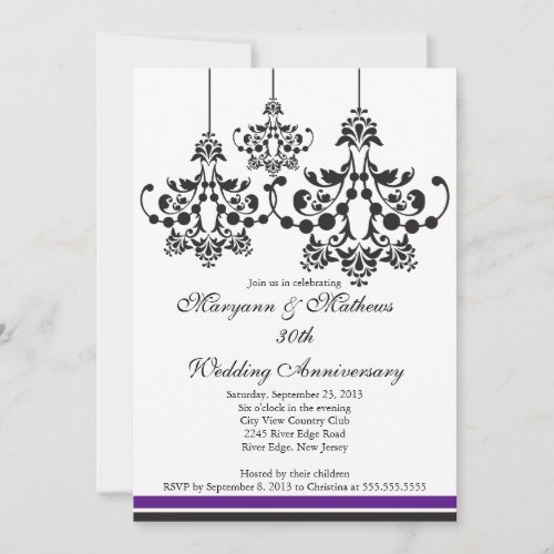 Elegant Chandelier Wedding AnniversaryInvitation Invitation