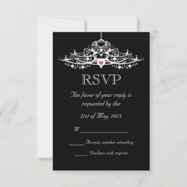 Elegant Chandelier Wedding RSVP Card (Front)