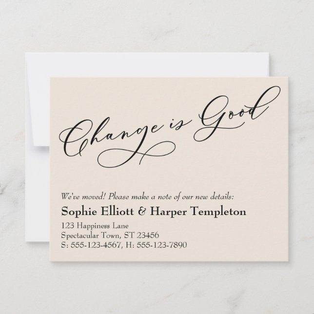 Elegant Change is Good Cream Moving Announcement (Front)