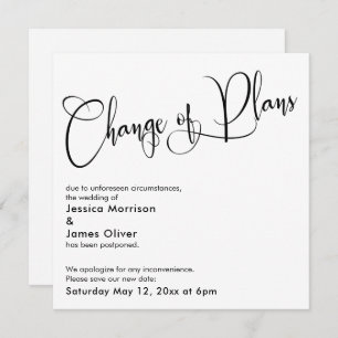 Elegant "Change of Plans" Postponed Wedding Card